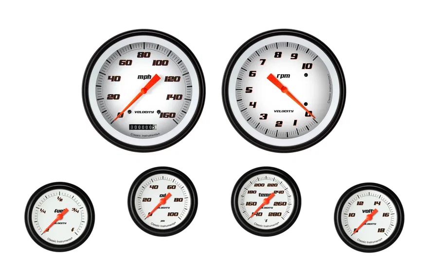 Classic Instruments VS351WBLF, Velocity White Six Gauge Set