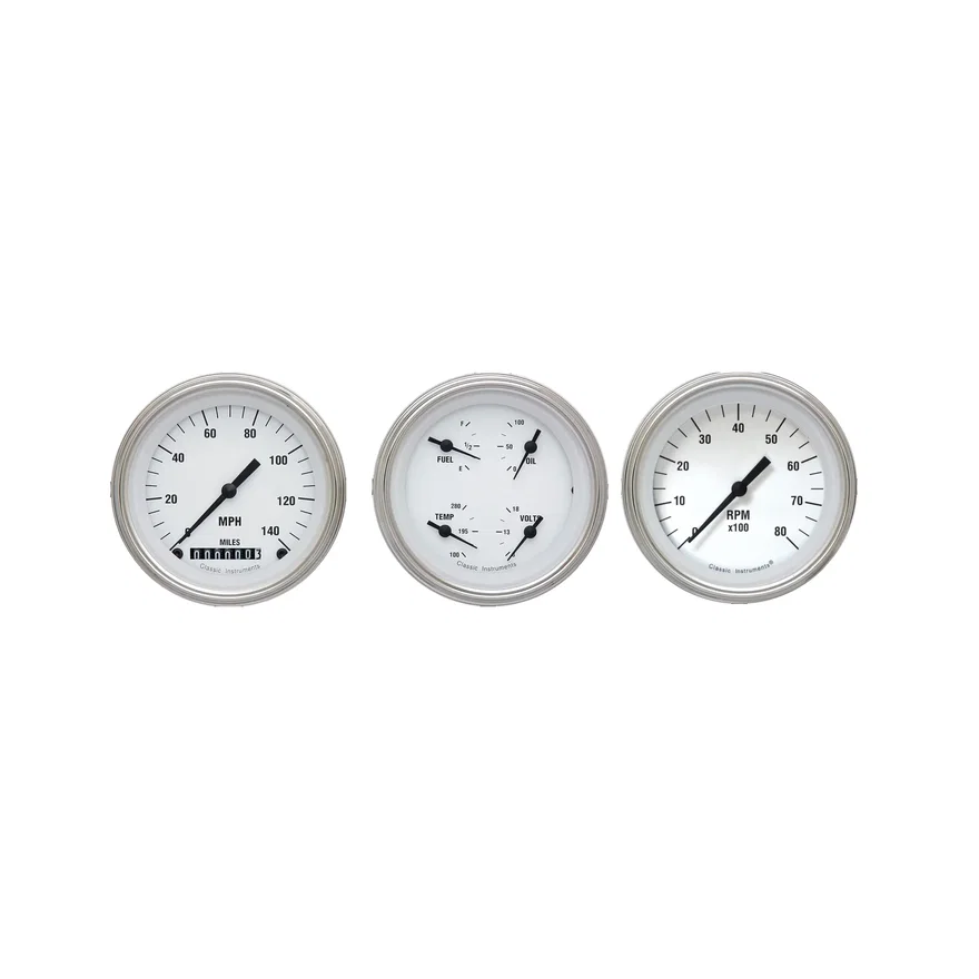 Classic Instruments WH03SLF, White Hot Three Gauge Set