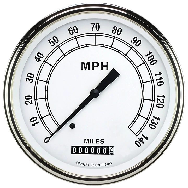 White 4-5/8" Speedometer Gauge