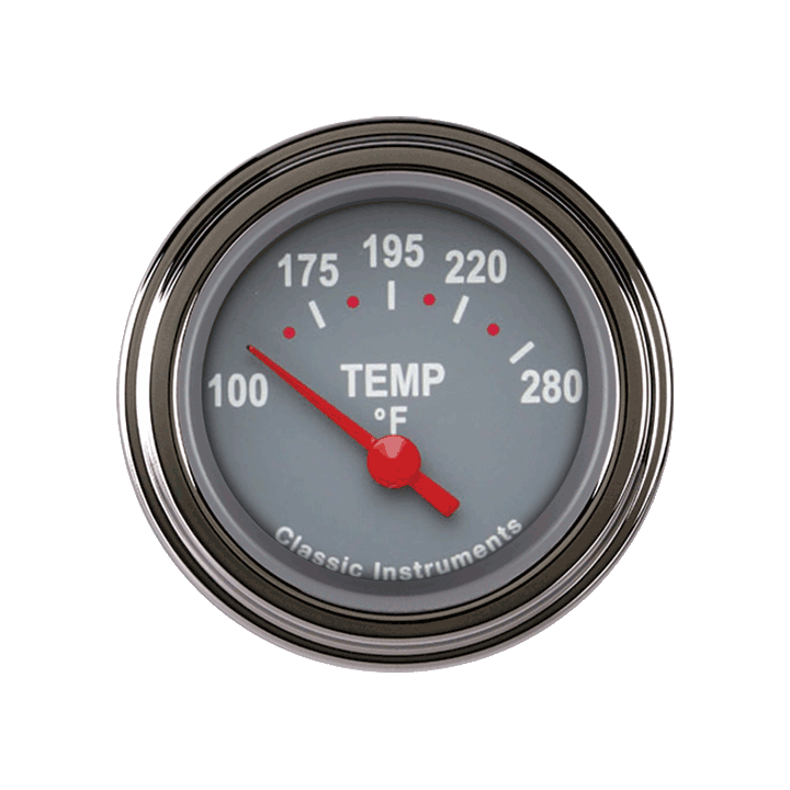 Classic Instruments TE26GSLC, Tetra 2-1/8" Gray Water Temperature Gauge
