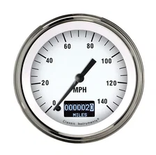 White Hot 3-3/8" Speedometer Gauge with Information Screen image 1
