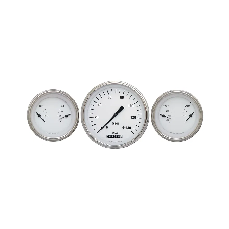 Classic Instruments WH64SLF, White Hot Three Gauge Set