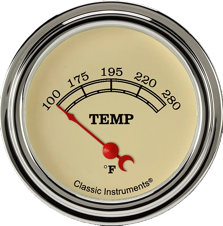 Classic Instruments VT226SLF-02, Vitange 2-5/8" Short Sweep Water Temperature Gauge