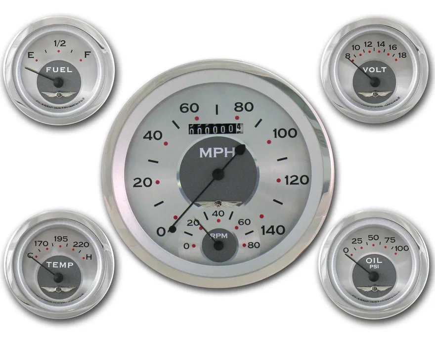 Classic Instruments AW65SLC, All American 5" Speedo/Tach w/ 2-1/8" Fuel/Volt/Temp/Oil GM