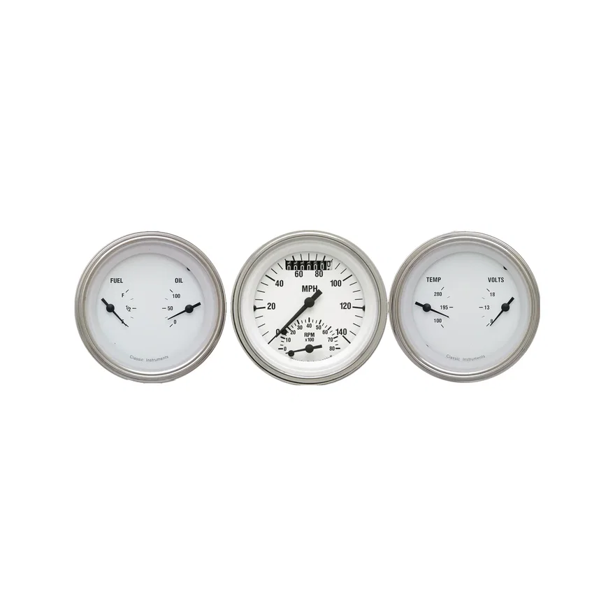 Classic Instruments WH34SLF, White Hot Three Gauge Set