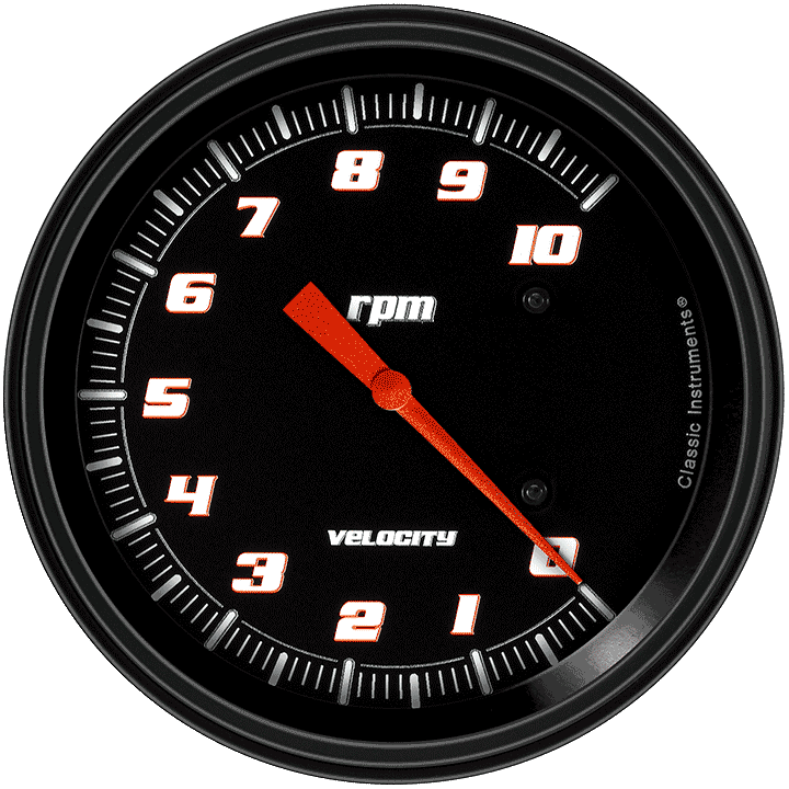 Classic Instruments VS71BBLF, Velocity Black 4-5/8" Tachometer Gauge