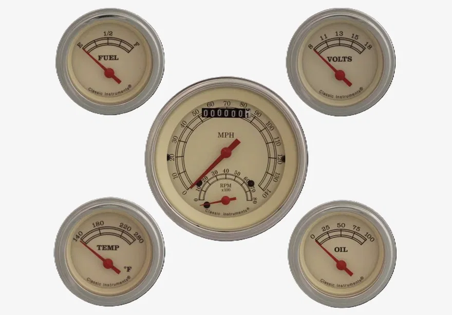 Classic Instruments VT35GLC, Vintage 3" Ultimate With 2-1/8" Fuel/Temp/Volt/Oil GM