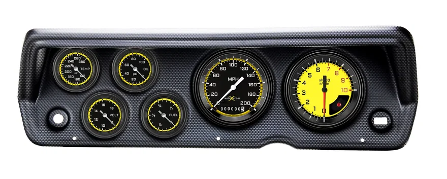 Classic Instruments CDDU70AXY101CF, 1970-76 Duster AutoCross Yellow Full Sweep Six Gauge Set