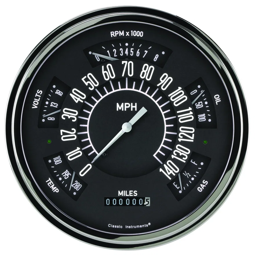 Classic Instruments SX01BSLF, 6-Pack Black Gauge Set