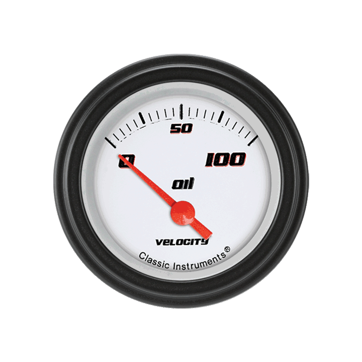 Classic Instruments VS81WBLF, Velocity White 2-1/8" Oil Pressure