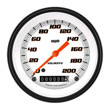 Velocity White 3-3/8" Speedometer Gauge image 1