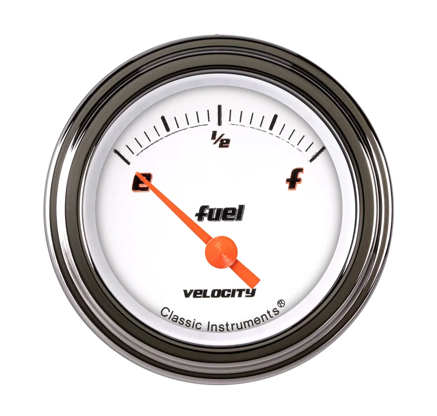 Classic Instruments VS11WSLC, Velocity White 2-1/8" Fuel Level Gauge (1975-2010 Ohm)