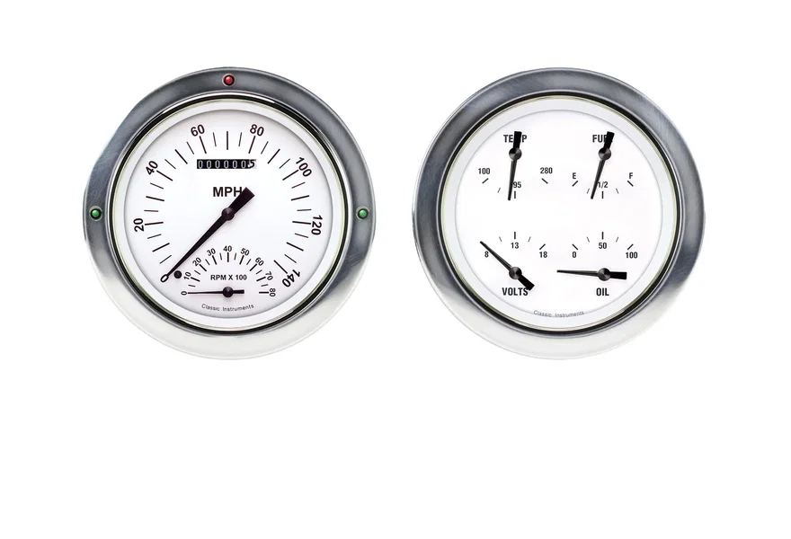 Classic Instruments CT54WH62-LS, White Hot 5" Speedo/Tachometer/Quad-LS for 1954-1955 Chevy Truck