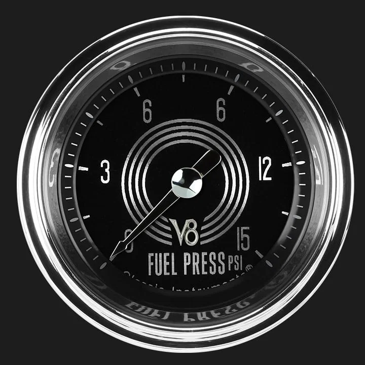 Classic Instruments V8SR145SHC, V8 Speedster 2-1/8" Fuel Pressure Gauge (15 PSI)
