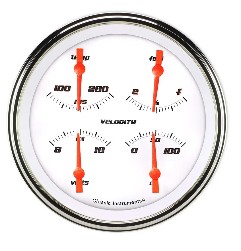 Classic Instruments VS31WSLF, Velocity White 5" Quad (0-30 Ohm)