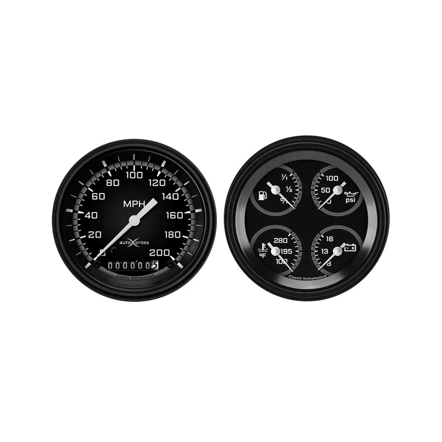 Classic Instruments AX02GBLF, Autocross Gray Six Gauge Set