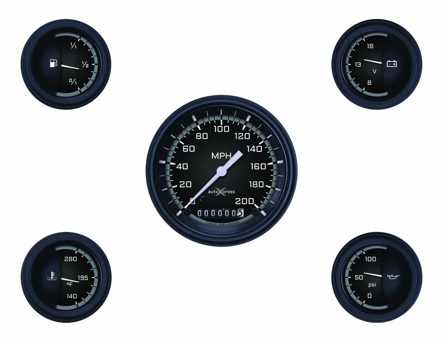 Classic Instruments AX00GBLF, Autocross Gray Six Gauge Set