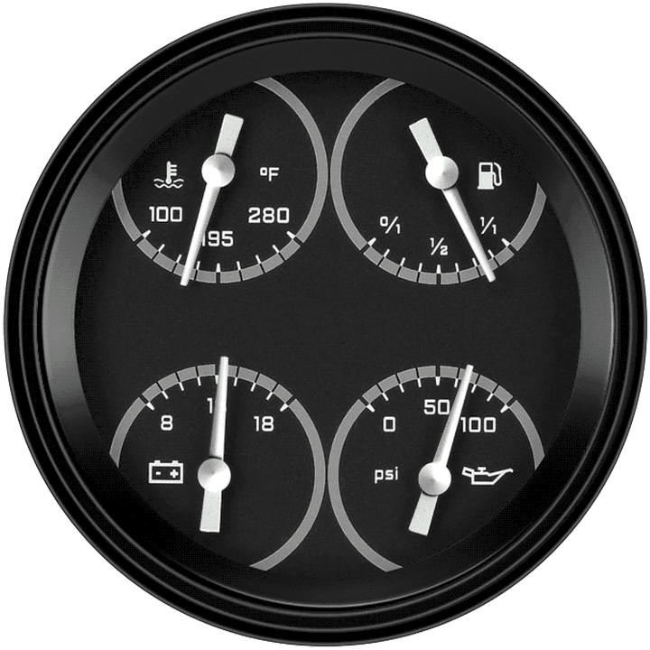 Classic Instruments AX75GBLF, AutoCross Gray 4-5/8" Quad Gauge