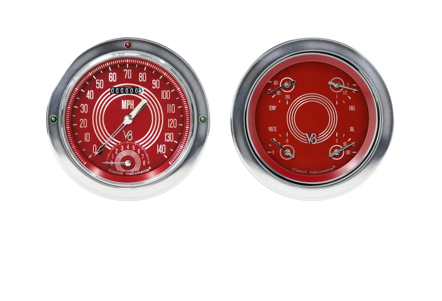 Classic Instruments CT54V8RS62, V8 Red Steelie 1954-55 Chevy Truck Package w/ Speedtachular