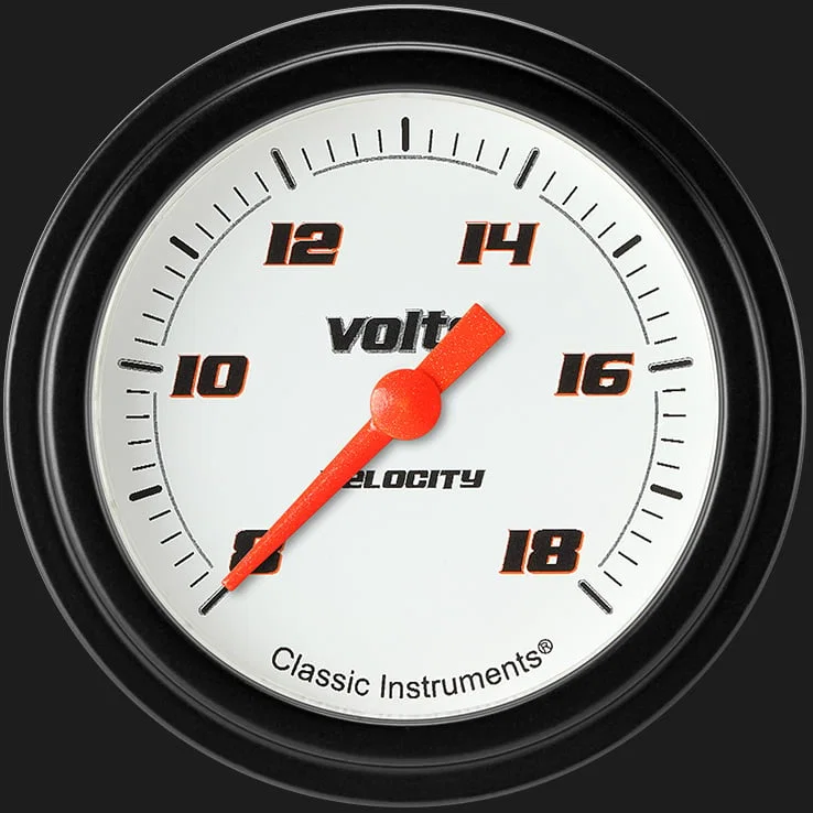 Classic Instruments VS330WBLF, Velocity White 2-5/8" Volt Gauge