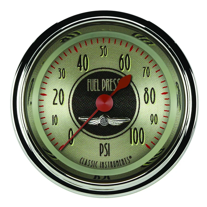 Classic Instruments AN146SHC, All American Nickel 2-1/8" Fuel Pressure Gauge (100 PSI)