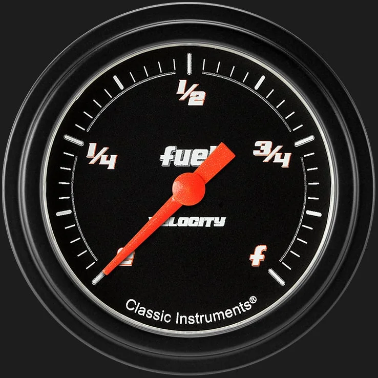 Classic Instruments VS309BBLF, Velocity Black 2-5/8" Fuel Level Gauge