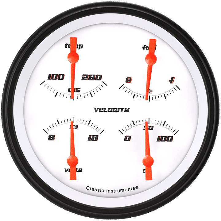 Classic Instruments VS78WBLC, Velocity White 5" Quad (0-90 Ohm)