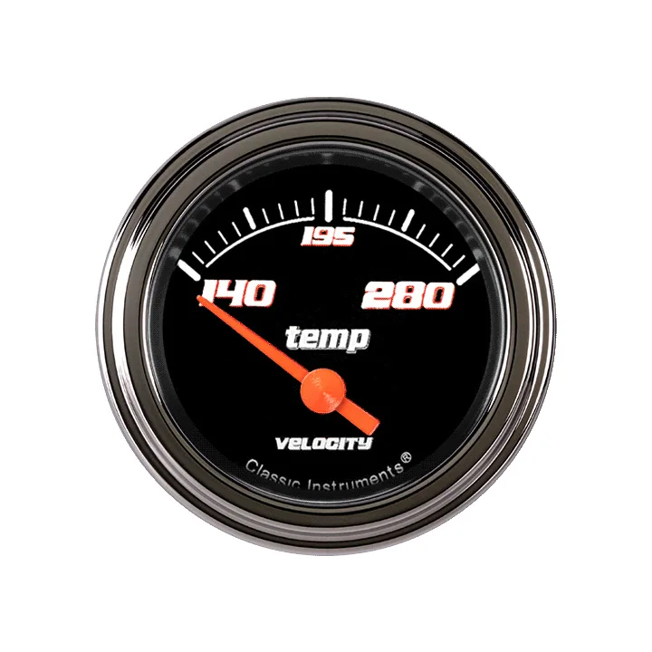 Classic Instruments VS26BSLF, Velocity Black 2-1/8" Water Temperature Gauge