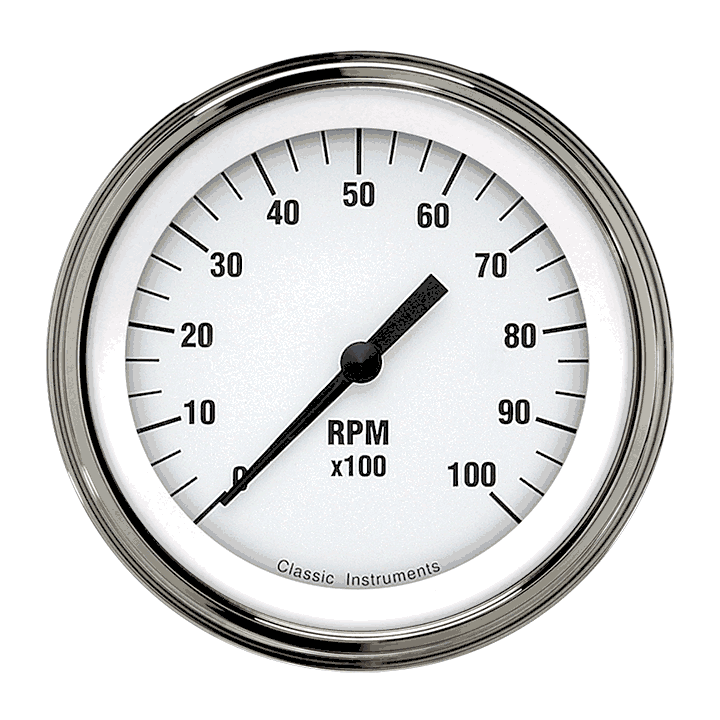 Classic Instruments WH10SLC, White Hot 3" Tachometer Gauge (10K)