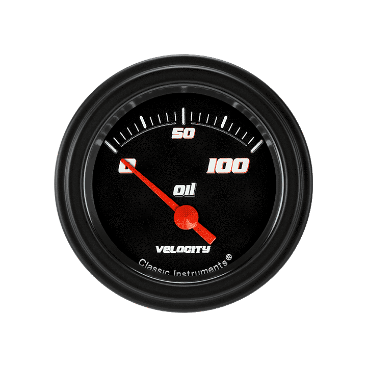 Classic Instruments VS81BBLF, Velocity Black 2-1/8" Oil Pressure