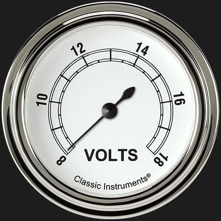 Classic Instruments CW330SLF, White 2-5/8" Volt Gauge