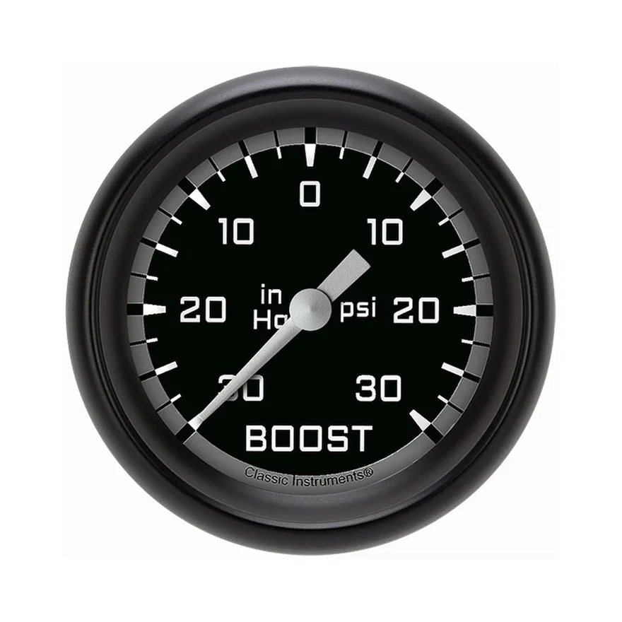 Classic Instruments AX341GBPF, Autocross Gray 2-5/8" Boost/Vacuum Gauge