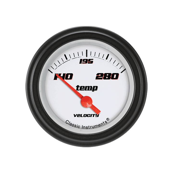 Classic Instruments VS26WBLF, Velocity White 2-1/8" Water Temperature Gauge
