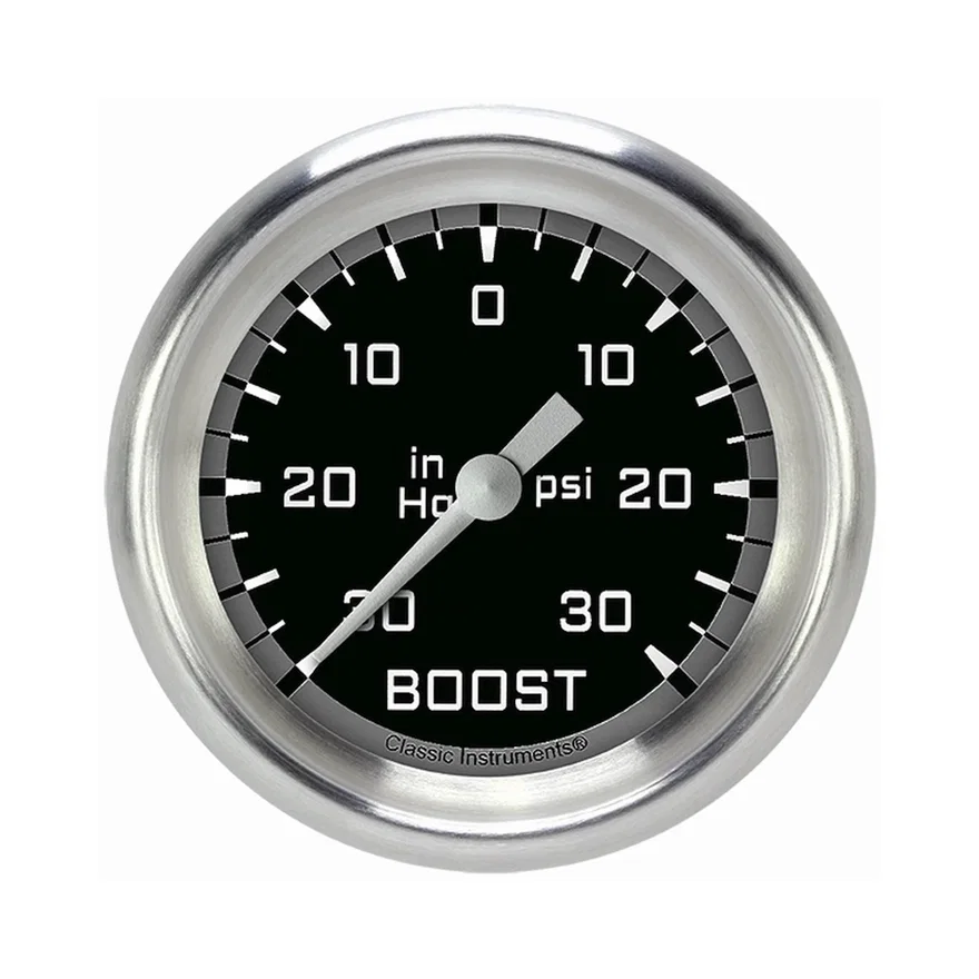 Classic Instruments AX341GAPF, Autocross Gray 2-5/8" Boost/Vacuum Gauge
