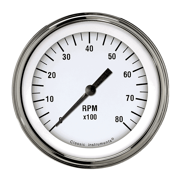 Classic Instruments WH80SLF, White Hot 3-3/8" Tachometer Gauge