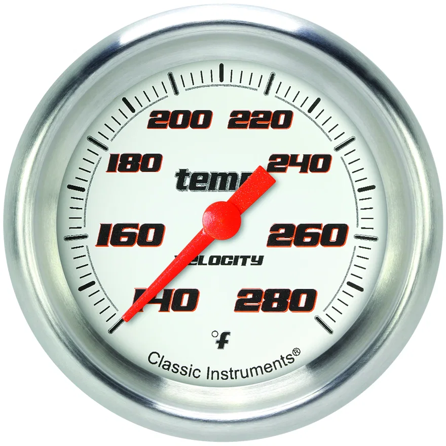 Classic Instruments VS326WAPF-06, Velocity White 2-5/8" Full Sweep Water Temp Gauge