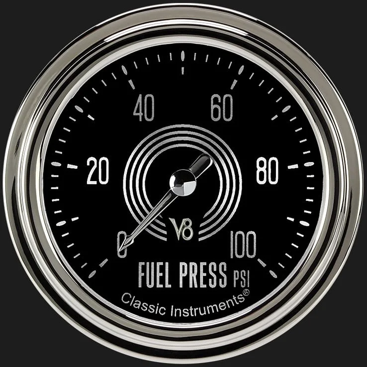 Classic Instruments V8SR346SLC, V8 Speedster 2-5/8" Fuel Pressure Gauge (100 PSI)