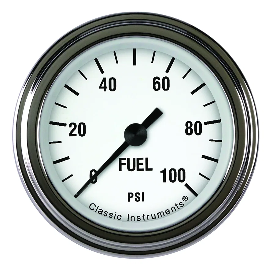 Classic Instruments WH146SLF, White Hot 2-1/8" Fuel Pressure Gauge (100 PSI)
