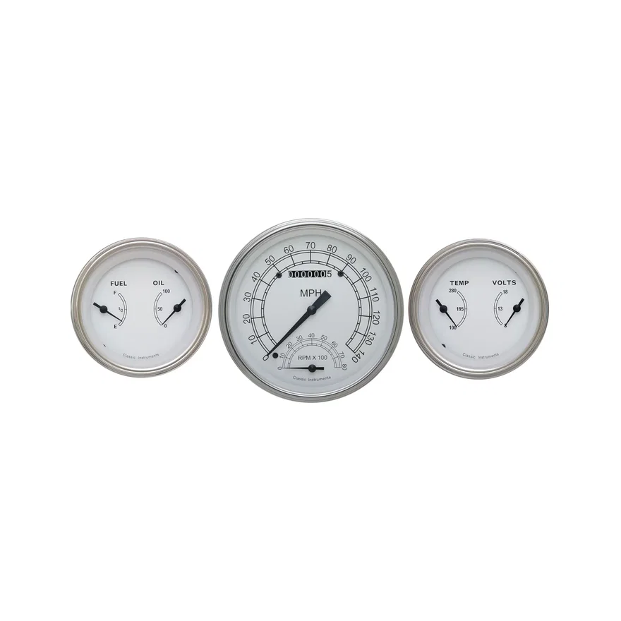 Classic Instruments CW61SLF, White Three Gauge Set