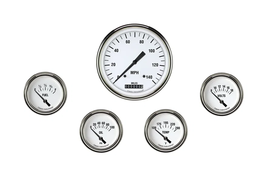Classic Instruments WH254SLF, White Hot Five Gauge Set