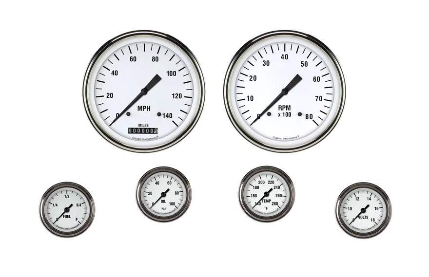 Classic Instruments WH151SLF, White Hot Six Gauge Set