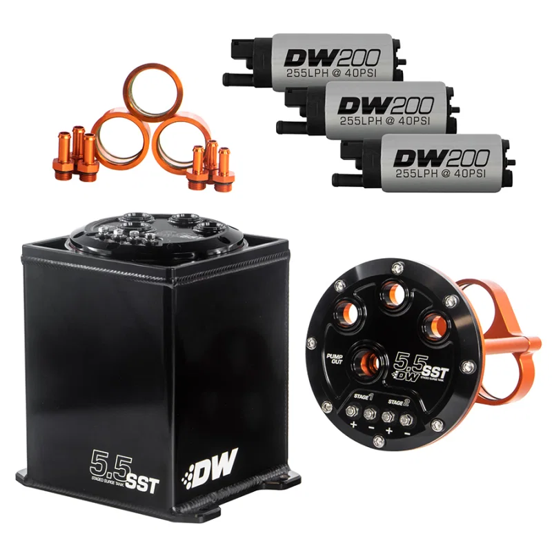 DeatschWerks 6-201-55ST, 5.5L Modular Surge Tank Includes 3 DW200 Fuel Pumps