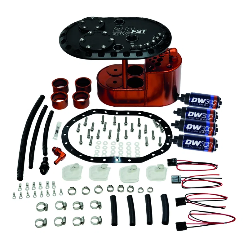 DeatschWerks 6-301-20FST, 2.0L Staged Fuel Cell Surge Tank (Includes 4 DW300 Fuel Pumps)