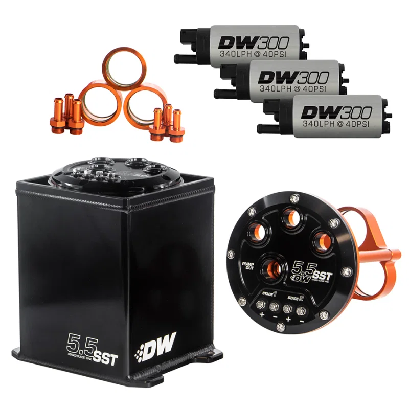 DeatschWerks 6-301-55ST, 5.5L Modular Surge Tank Includes 3 DW300 Fuel Pumps