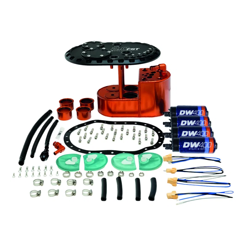 DeatschWerks 6-401-20FST, 2.0L Staged Fuel Cell Surge Tank (Includes 4 DW400 Fuel Pumps)