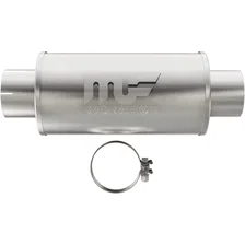 7 X 7in. Round Straight-Through Performance Exhaust Muffler image 1
