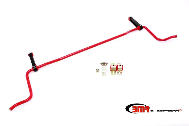 BMR Suspension SB023R, 05-10 S197 Mustang Rear Solid 22mm Sway Bar Kit w/ Bushings & Billet Links - Red