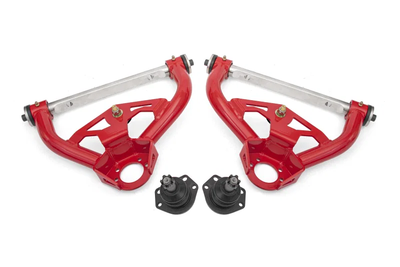 BMR Suspension AAU461R, 78-87 GM G-Body Non-Adjustable Upper A-Arms Delrin Std Ball Joint - Red