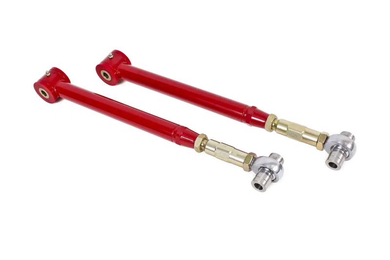 BMR Suspension TCA021R, 05-14 S197 Mustang On-Car Adj. Lower Control Arms / Rod End Combo (Polyurethane) - Red