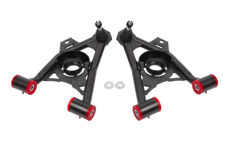 BMR Suspension AA040H, 94-04 Ford Mustang Non-Adj. A-Arms Lower (Poly) w/ Spring Pocket - Black Hammertone